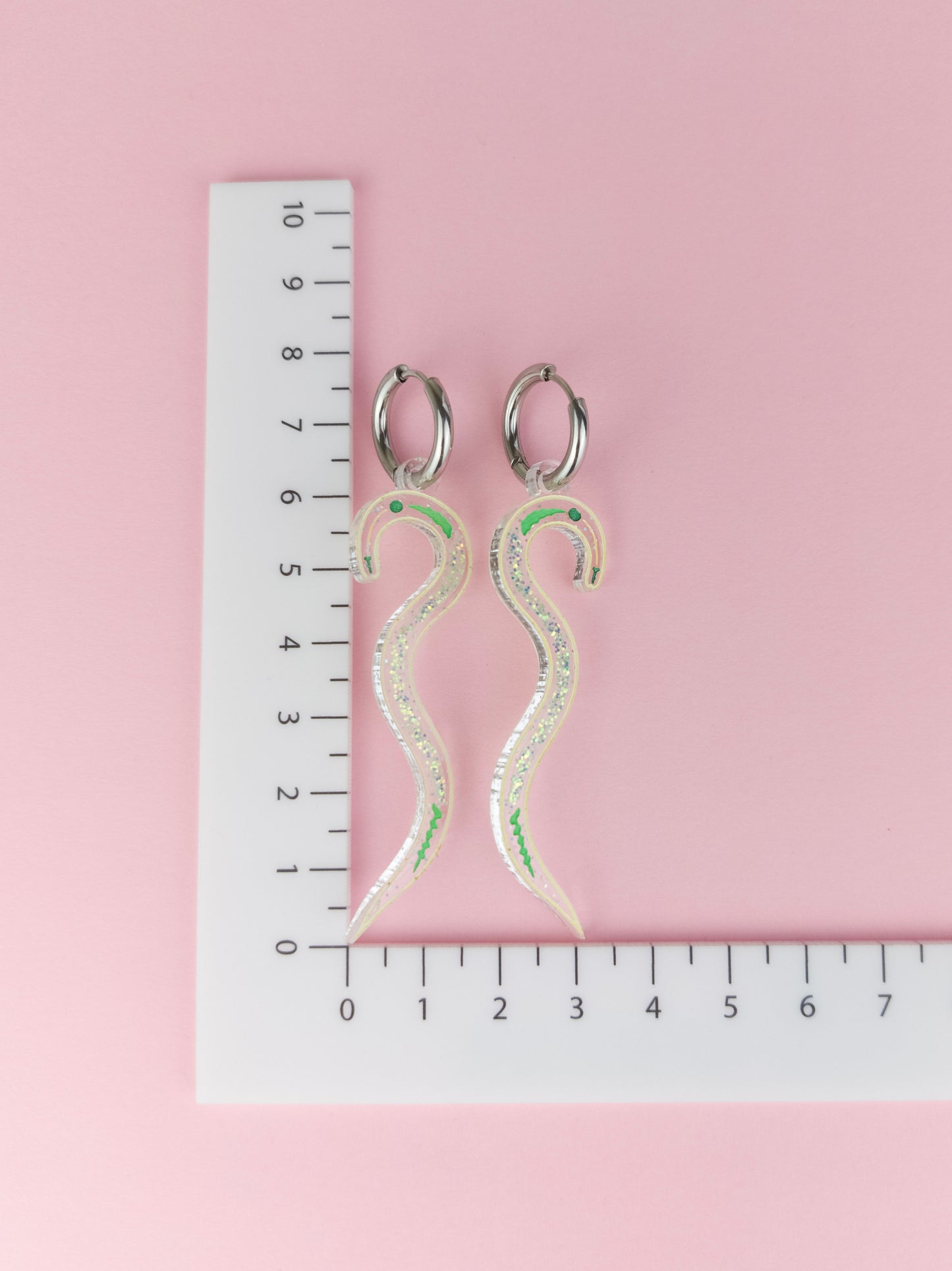 Nematode Earrings - Silver Hoop