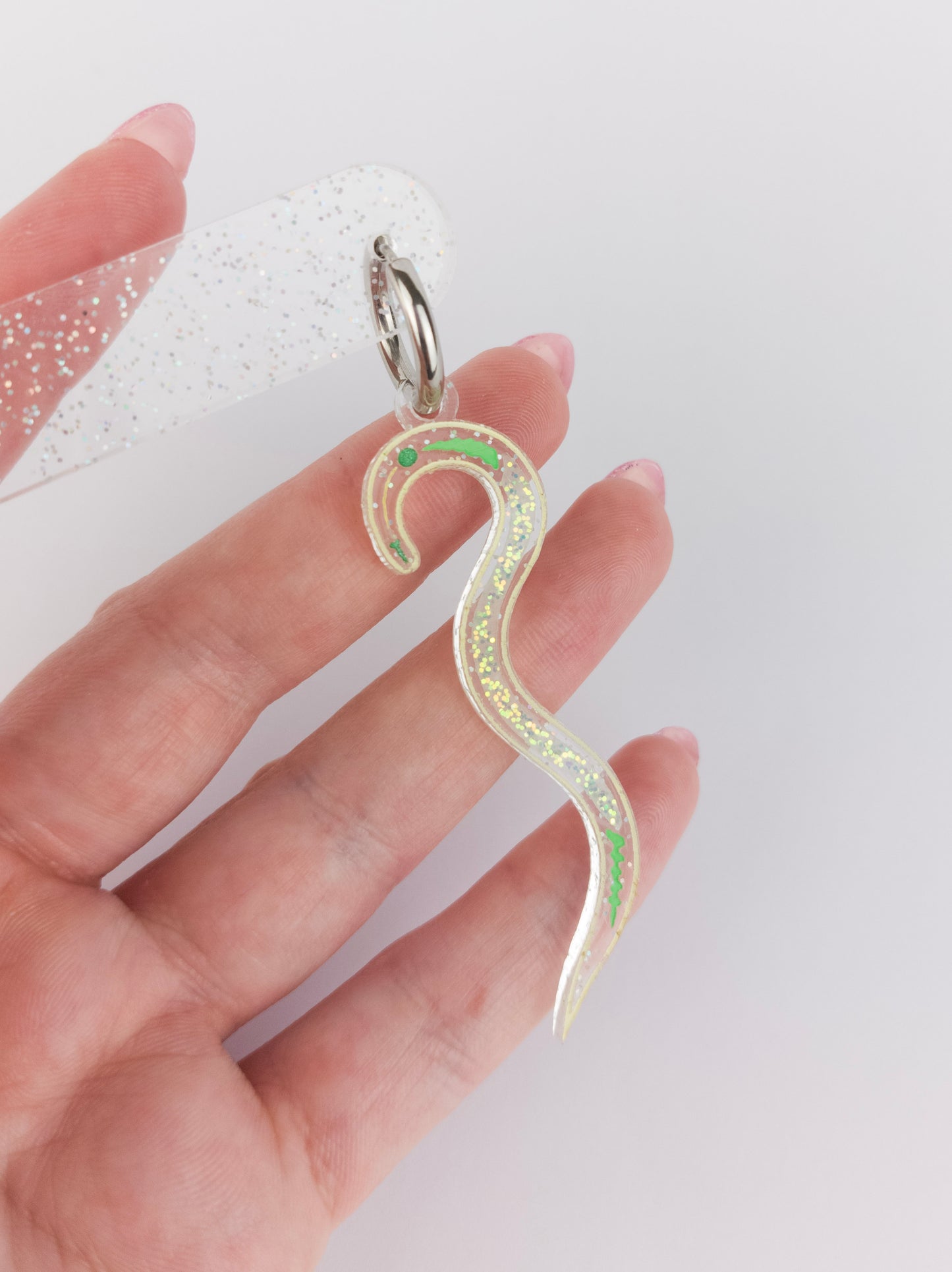 Nematode Earrings - Silver Hoop