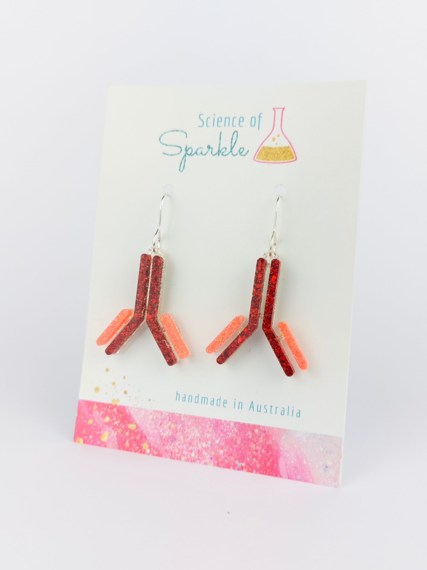 IgG Antibody Dangle Earrings - Red