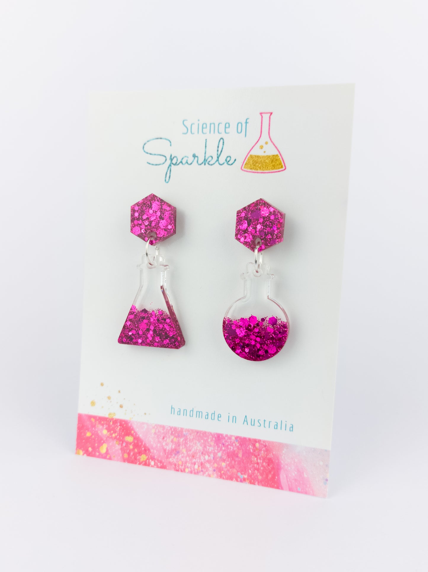Fuchsia Flask Earrings - Stud-Top