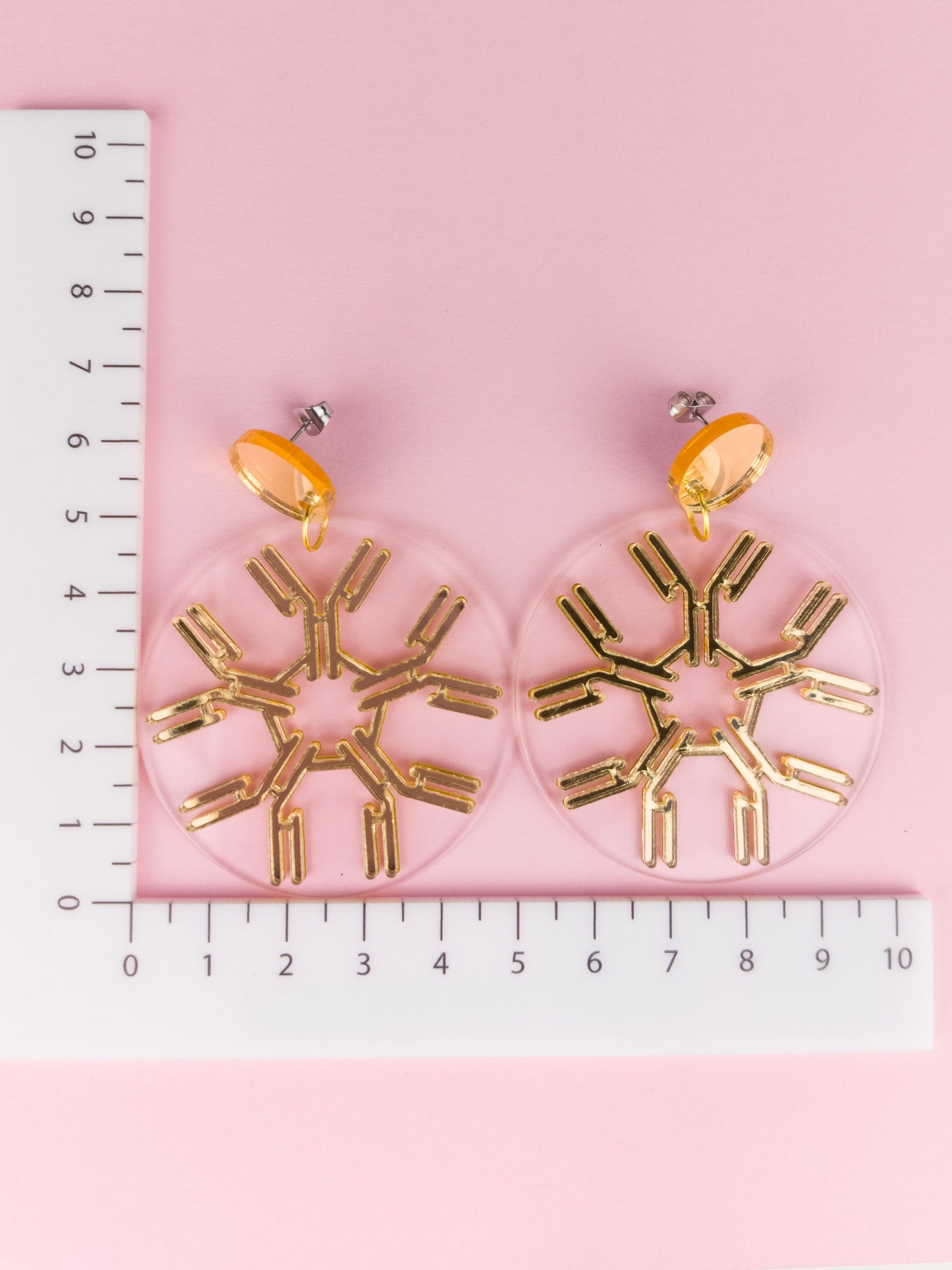 IgM Antibody Statement Dangle Earrings - Gold Mirror