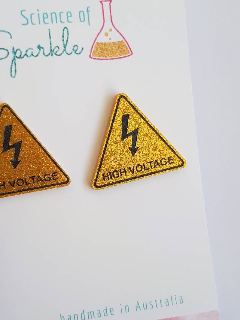 High Voltage Hazard Sign Earrings