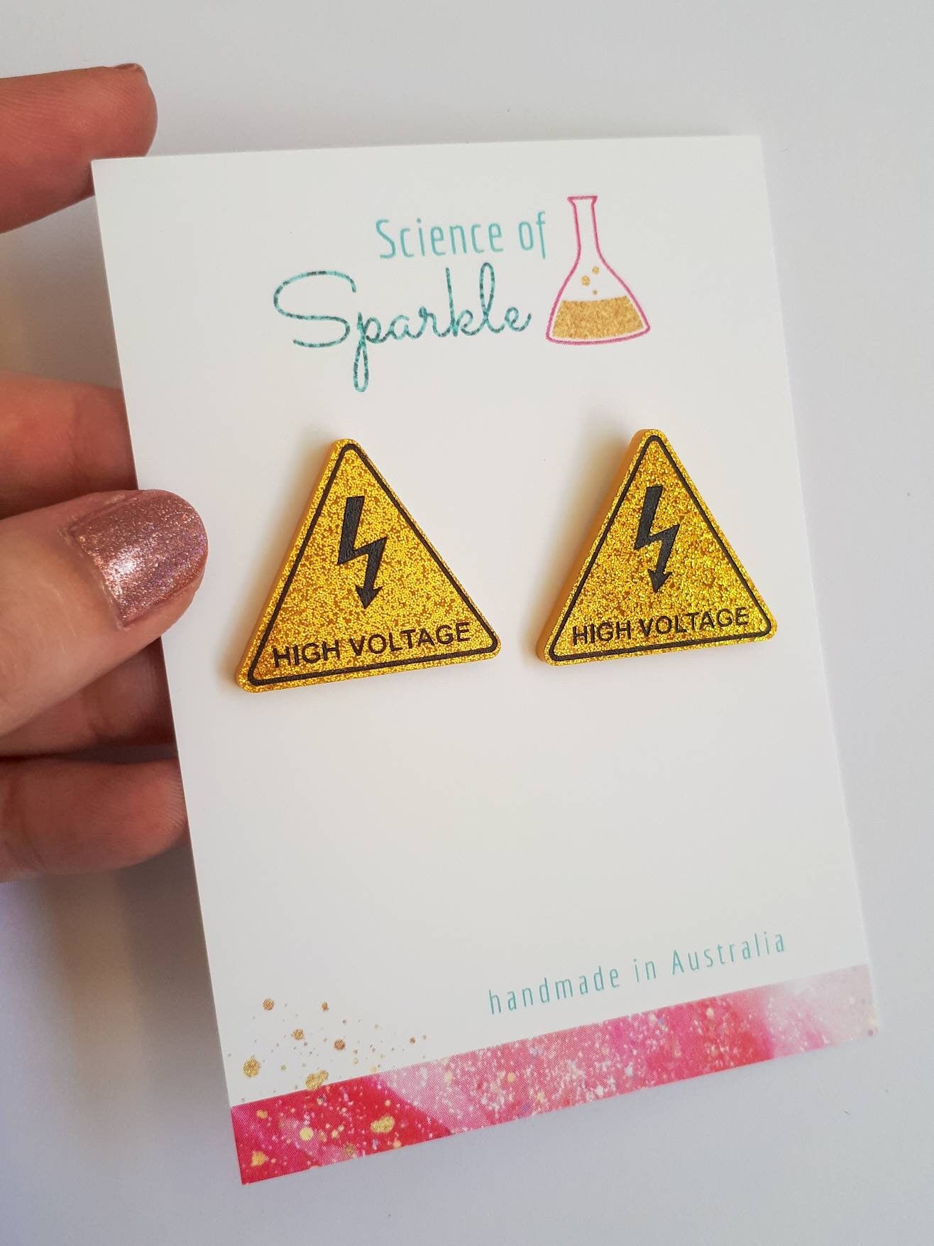 High Voltage Hazard Sign Earrings