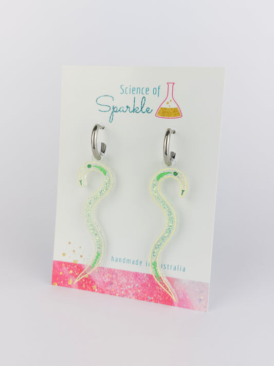 Nematode Earrings - Silver Hoop