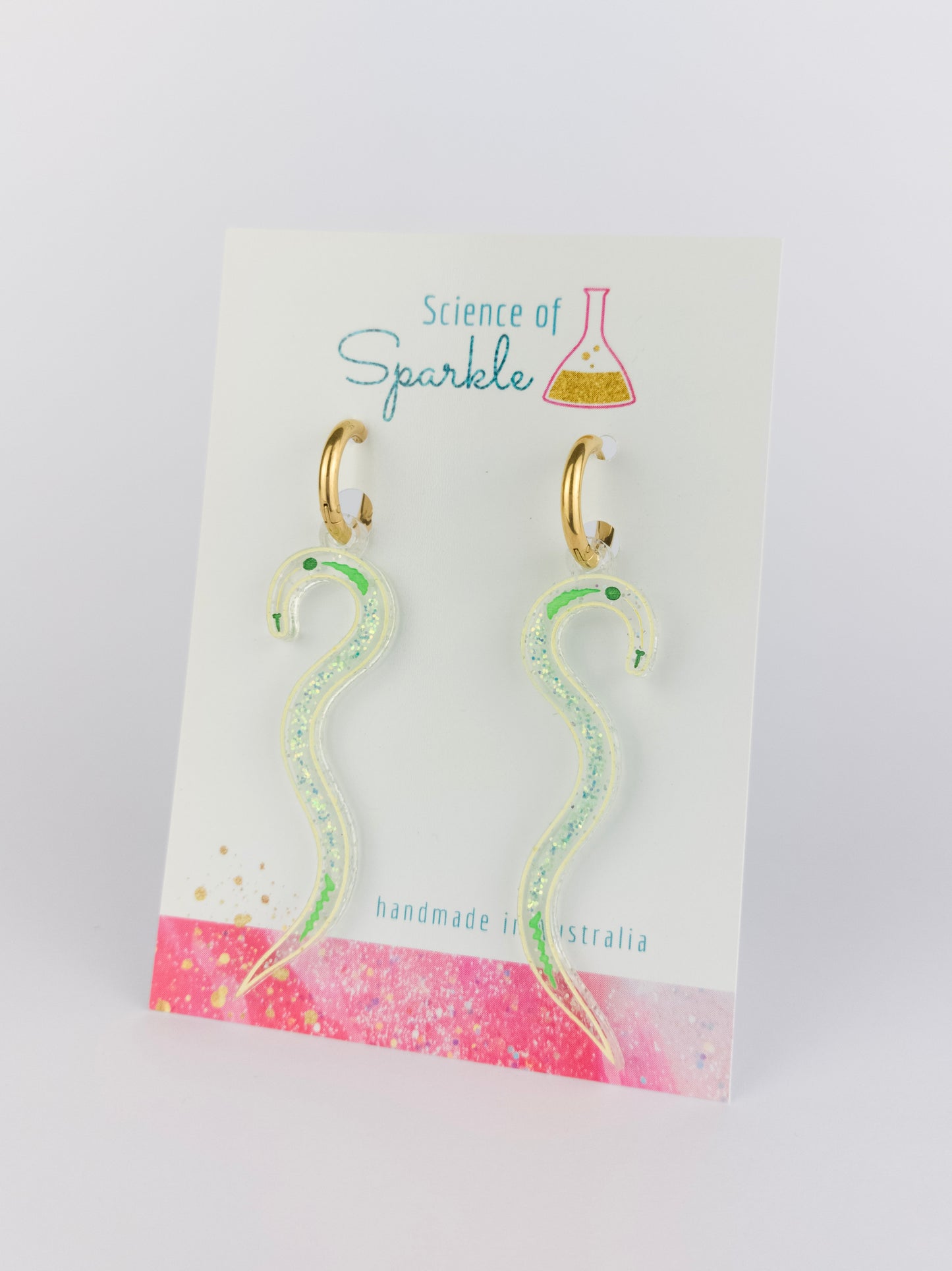 Nematode Earrings - Gold Hoop