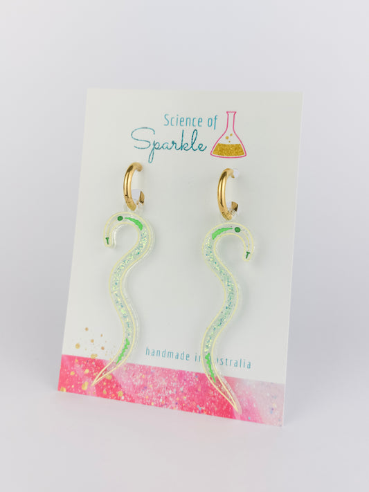 Nematode Earrings - Gold Hoop