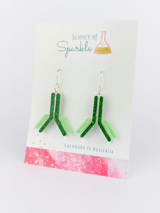 IgG Antibody Dangle Earrings - Green