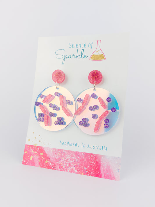 Bacteria Gram Stain Earrings - Statement Dangles