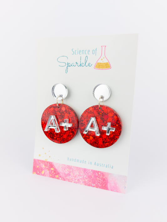 Blood Type Earrings - Mirror Dangles