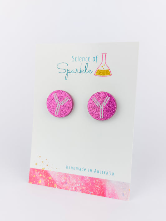 Antibody Stud Earrings - IgG - Pink