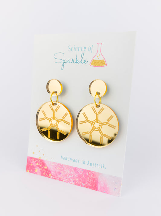 IgM Antibody Dangle Earrings - Gold Mirror