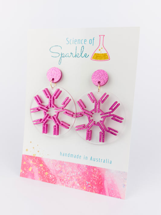 IgM Antibody Statement Dangle Earrings - Pink