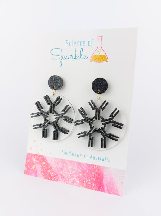 IgM Antibody Statement Dangle Earrings - Black