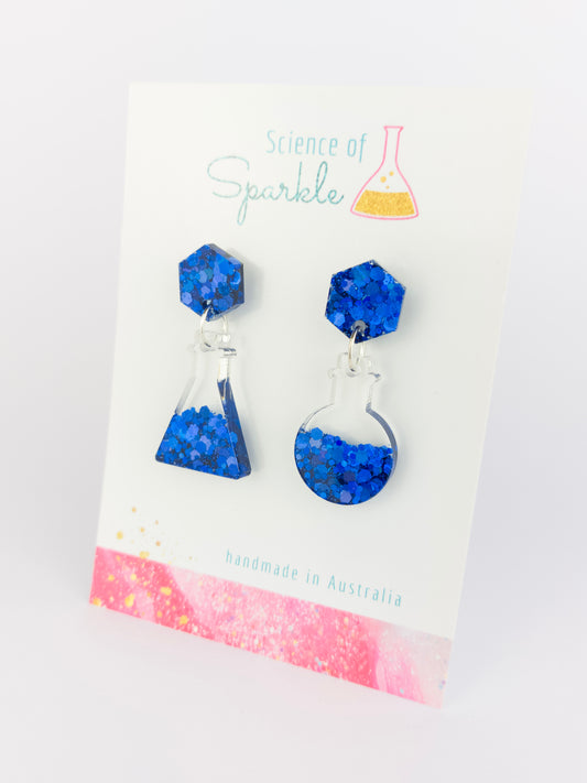 Dark Blue Flask Earrings - Stud-Top