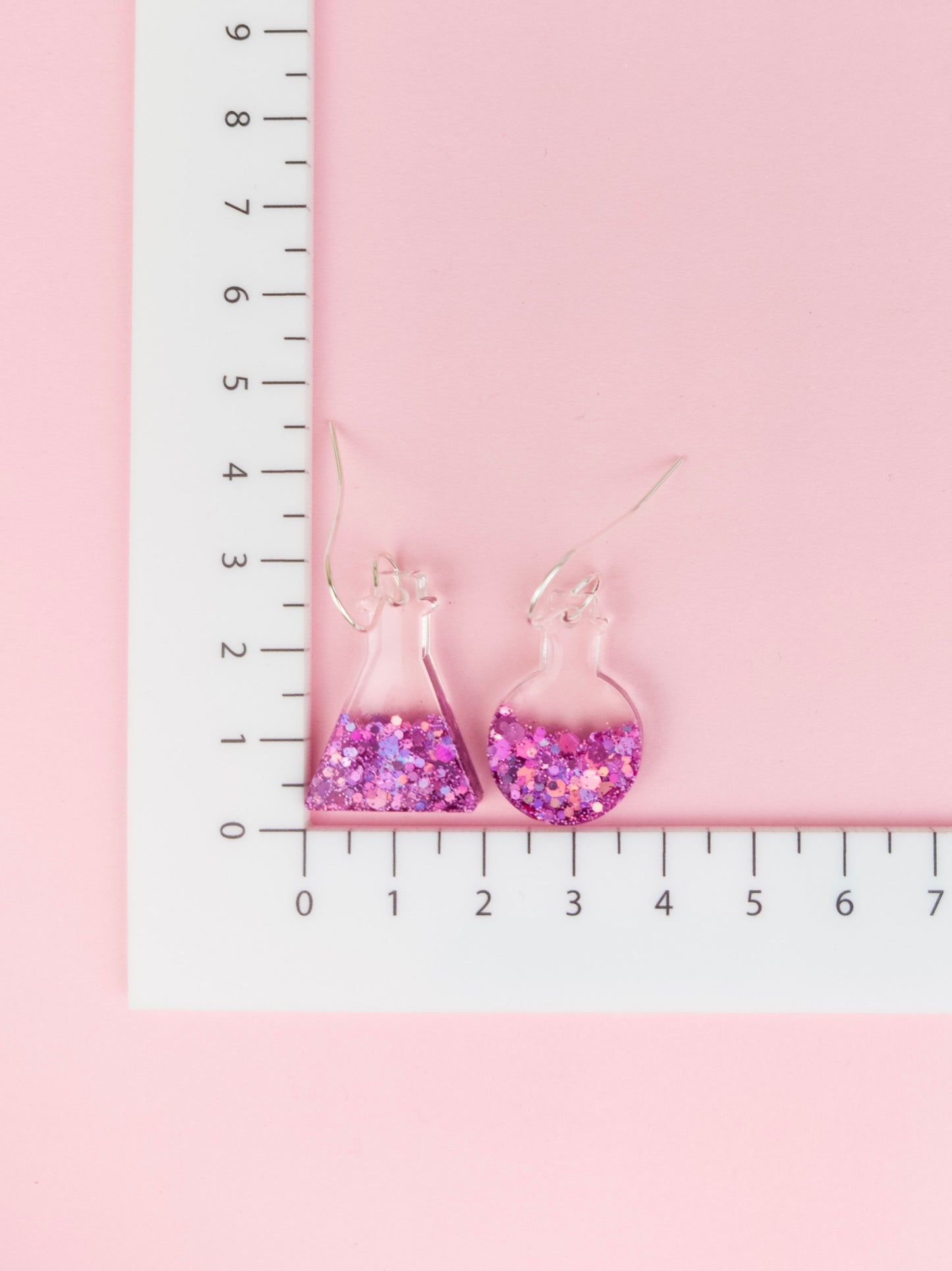 Pink Flask Earrings - Hooks