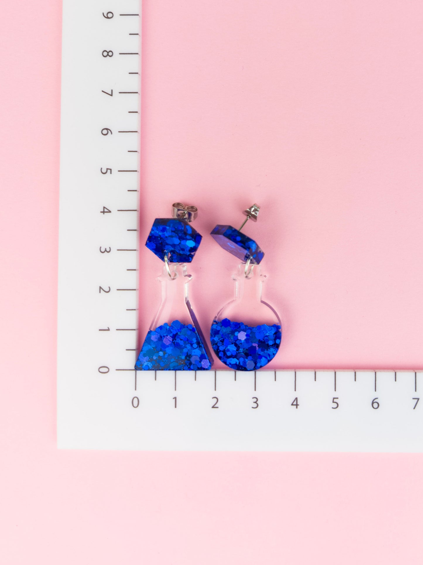 Dark Blue Flask Earrings - Stud-Top