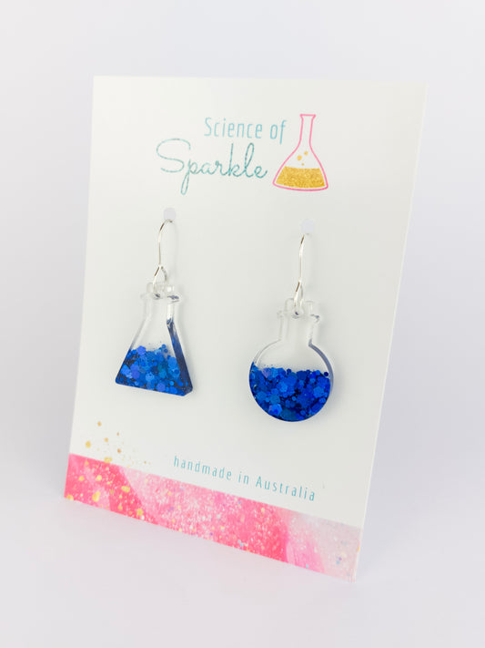 Dark Blue Flask Earrings - Hooks