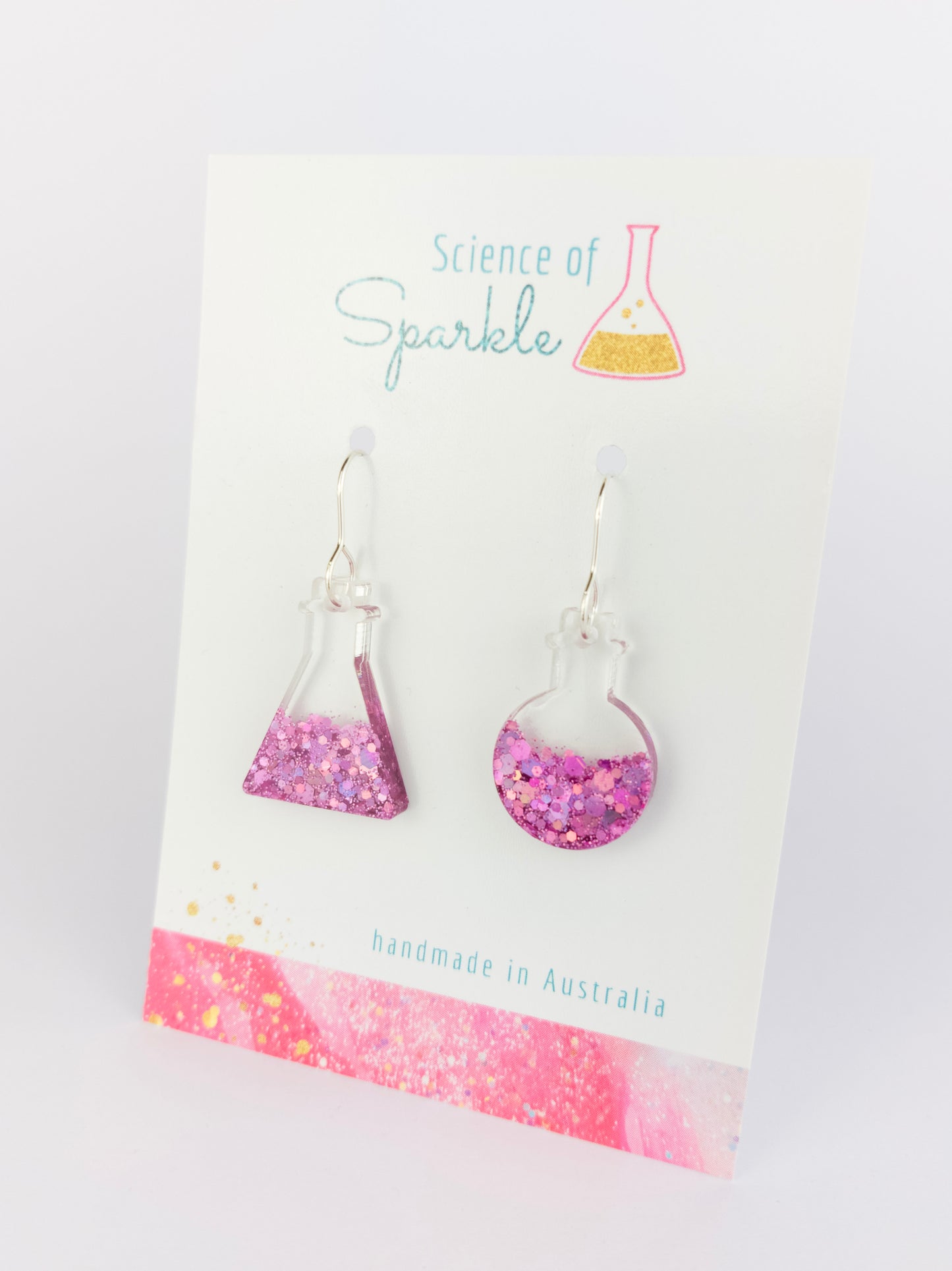 Pink Flask Earrings - Hooks