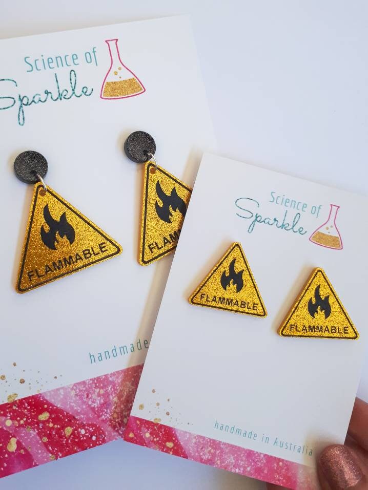 Flammable Hazard Sign Earrings