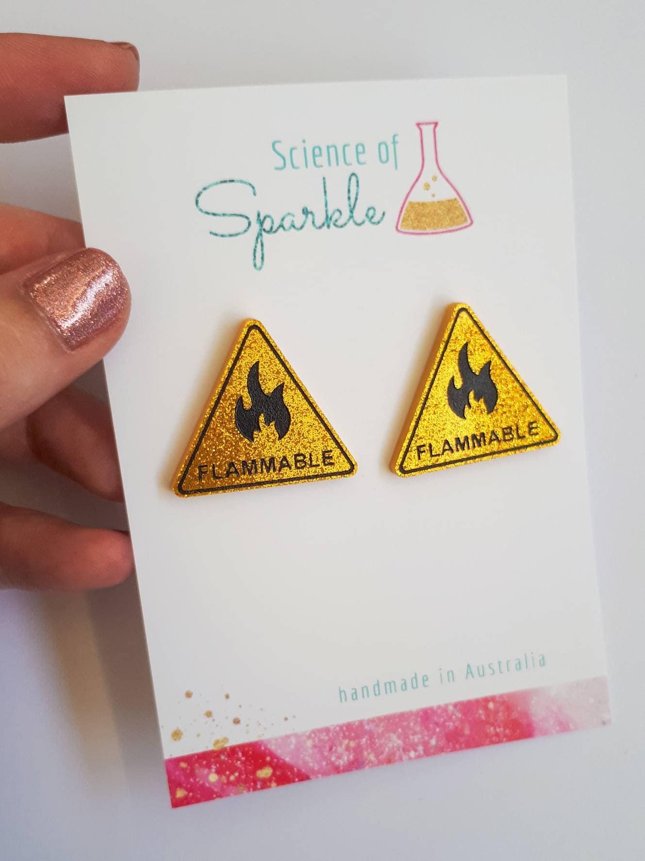 Flammable Hazard Sign Earrings