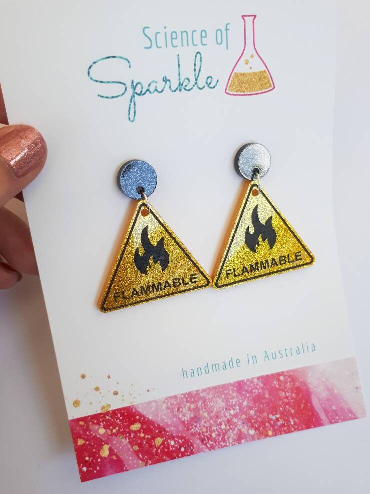 Flammable Hazard Sign Earrings