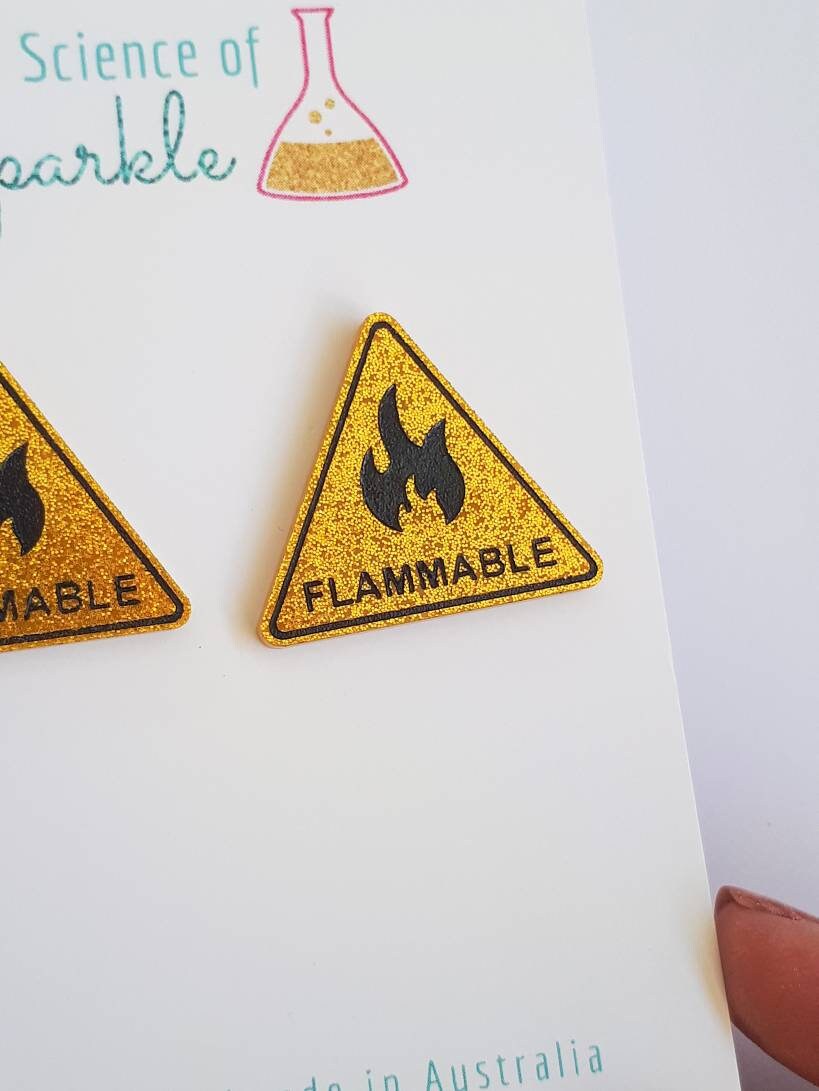 Flammable Hazard Sign Earrings