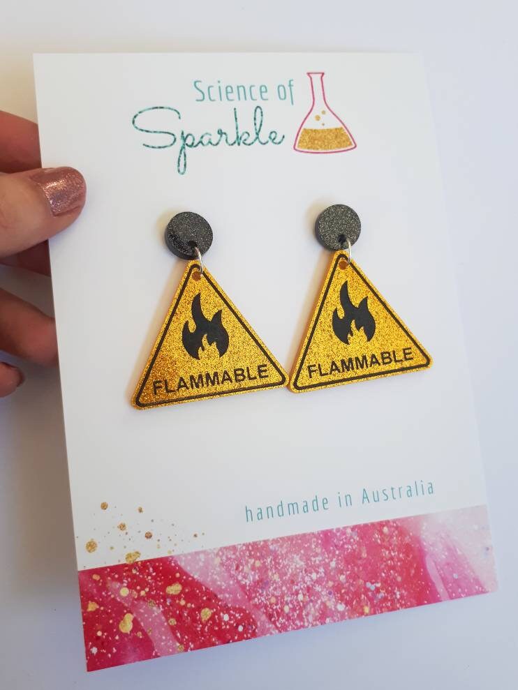 Flammable Hazard Sign Earrings