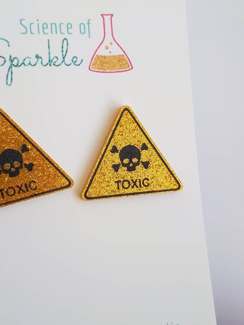 Toxic Hazard Sign Earrings