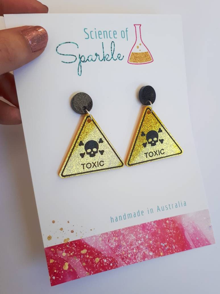 Toxic Hazard Sign Earrings