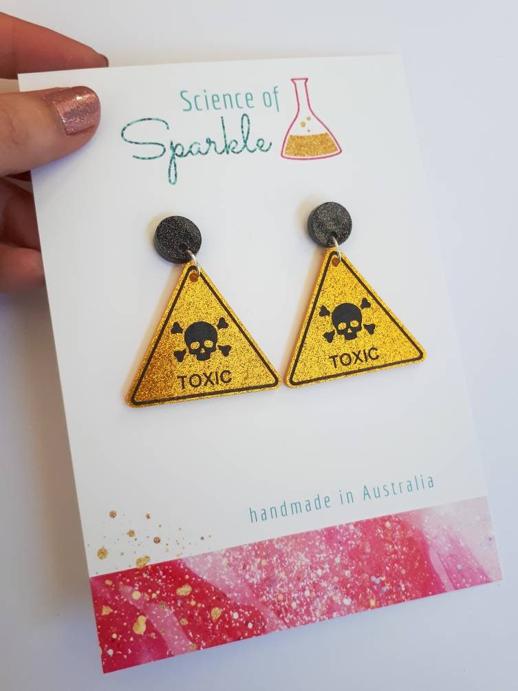 Toxic Hazard Sign Earrings