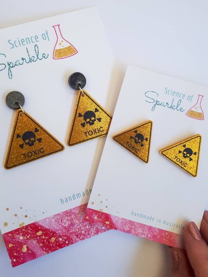 Toxic Hazard Sign Earrings